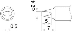 Hakko T22-D24 2.4mm Straight Chisel Soldering Iron Tip - New