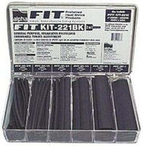 Alpha Wire FKIT221BK-BK032 Black 2:1, Heat Shrink Tubing Kit 4.75 mm - J & M Global Electronics Pty Ltd